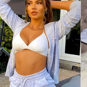 Fashion Nova  - The OG Trendsetter Velour Short Set - Heather Grey, small